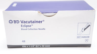BD 368608 Vacutainer Eclipse Blood Collection Ndle 22G x 1-1/4inch - Box of 20